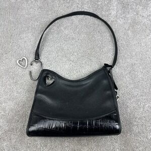 FLAW Brighton Black Shoulder Bag Handle Heart Clasp Charm Tassel Silver Hardware
